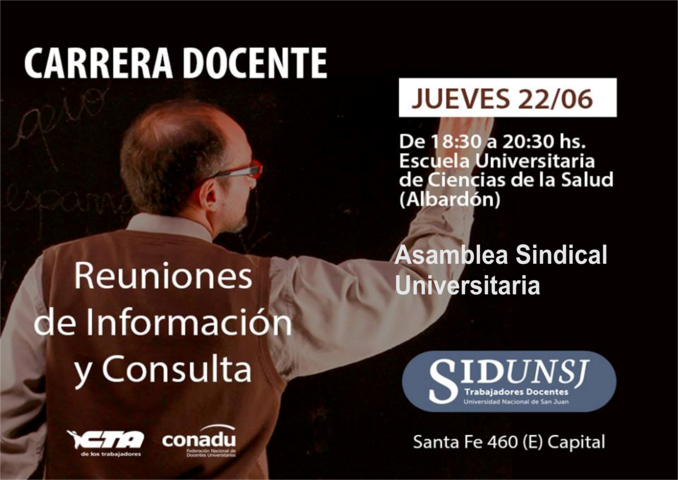 EL SiDUNSJ DEBATE SOBRE CARRERA DOCENTE EN EL MARCO DE LA ASAMBLEA SINDICAL UNIVERSITARIA