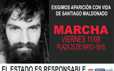 SIDUNSJ MARCHA EXIGIENDO LA APARICIÓN CON VIDA DE SANTIAGO MALDONADO