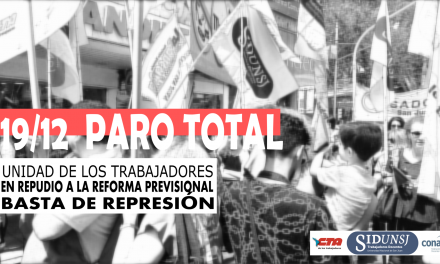 EL SIDUNSJ CONVOCA A PARO TOTAL PARA HOY MARTES