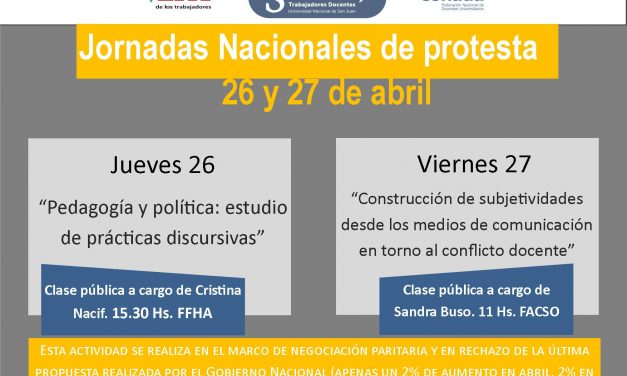 Jornadas de protesta del SIDUNSJ para el 26 y 27 de abril