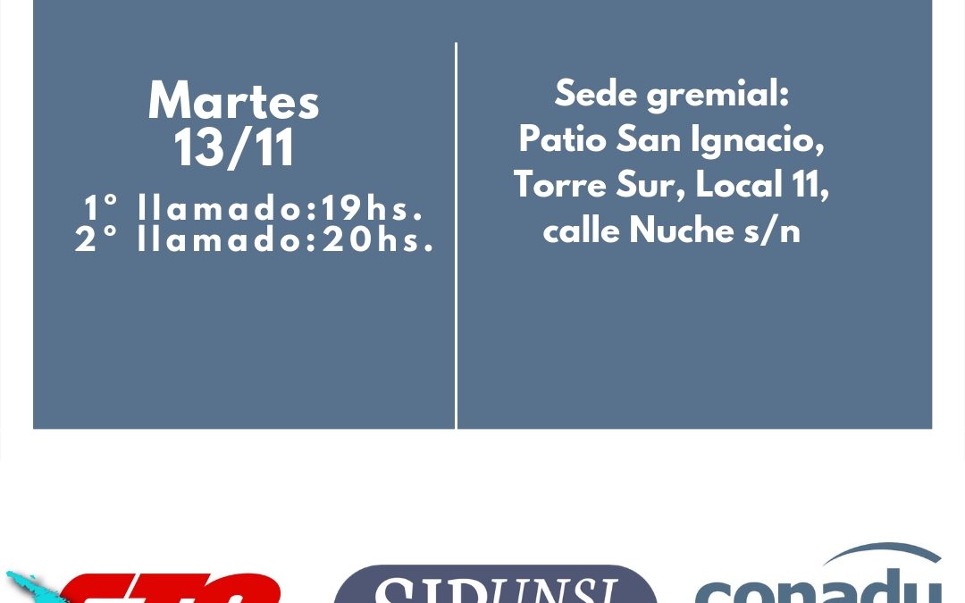13/ 11 – ASAMBLEA ORDINARIA de SIDUNSJ