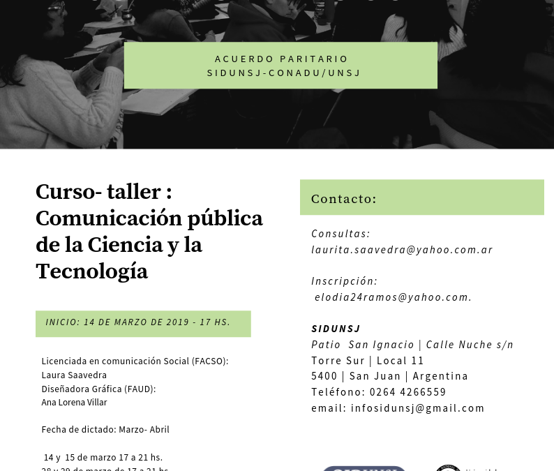 «PROGRAMA DE CAPACITACIÓN GRATUITA PARA LOS DOCENTES DE LAS UUNN» – ACUERDO PARITARIO SIDUNSJ-CONADU/UNSJ