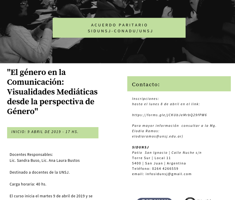 Capacitaciones gratuitas : “El género en la Comunicación: Visualidades Mediáticas desde la perspectiva de Género”