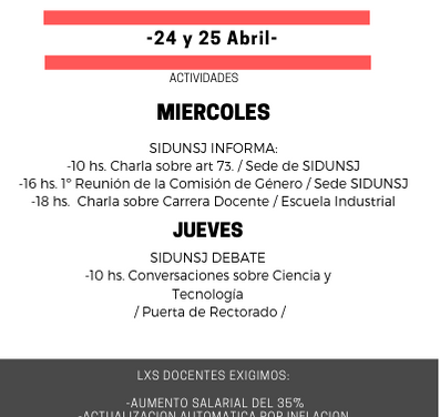 24 y 25/4: ACTIVIDADES EN EL PARO NACIONAL