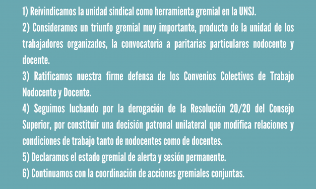 DECLARACIÓN DEL FRENTE GREMIAL DE LA UNSJ