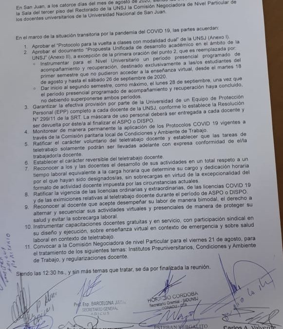 LA PARITARIA LOCAL REGULÓ LA VUELTA A CLASES Y EL TRABAJO DOCENTE BIMODAL