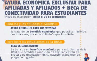 Beneficios SiDUNSJ: AYUDA ECONÓMICA EXCLUSIVA PARA AFILIADAS Y AFILIADOS + BECA DE CONECTIVIDAD PARA ESTUDIANTES