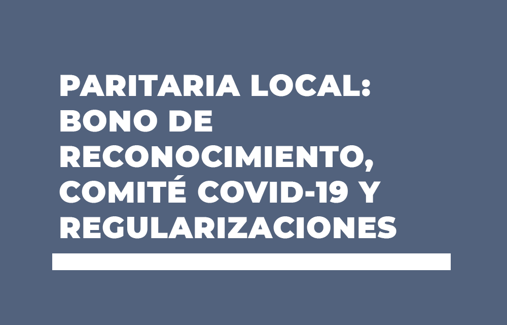 PARITARIA LOCAL: BONO DE RECONOCIMIENTO, COMITÉ COVID-19 Y REGULARIZACIONES