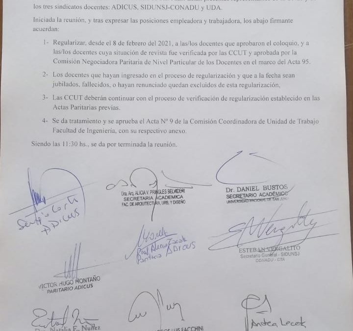 PARITARIA LOCAL: MÁS DE 1000 DOCENTES REGULARIZARON POR ART. 73
