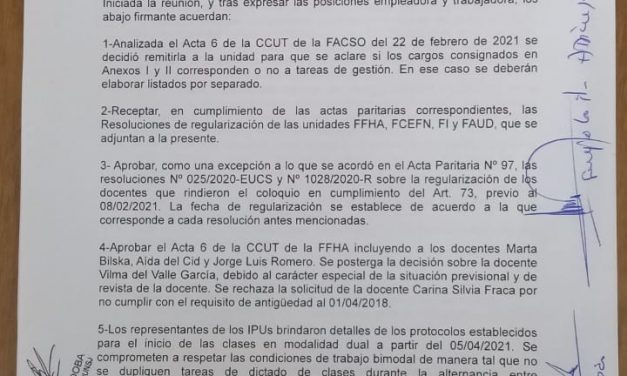 PARITARIA LOCAL: AVANCES EN PROCESO DE REGULARIZACIÓN Y DEMANDAS DE SiDUNSJ-CONADU SOBRE TRABAJO EN PANDEMIA, CARRERA DOCENTE Y PRESUPUESTO UNIVERSITARIO