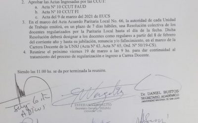 PARITARIA LOCAL: AVANZA EL PROCESO DE REGULARIZACIÓN E INGRESO A CARRERA DOCENTE