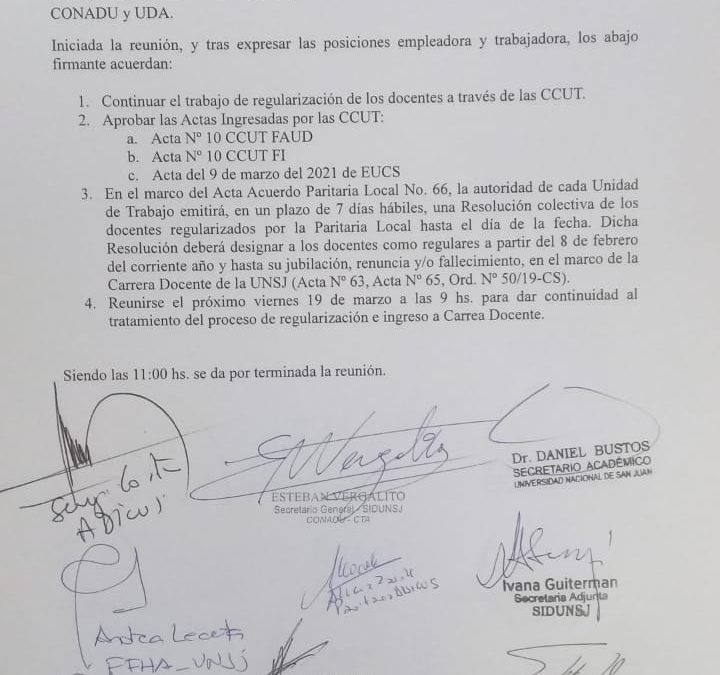 PARITARIA LOCAL: AVANZA EL PROCESO DE REGULARIZACIÓN E INGRESO A CARRERA DOCENTE