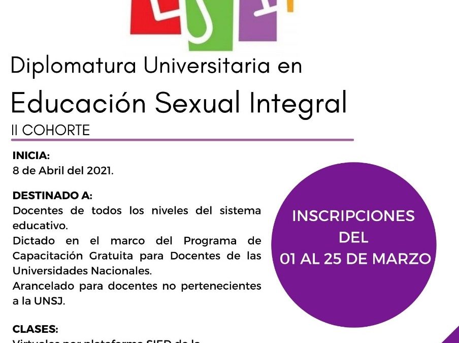 DIPLOMATURA UNIVERSITARIA EN EDUCACIÓN SEXUAL INTEGRAL