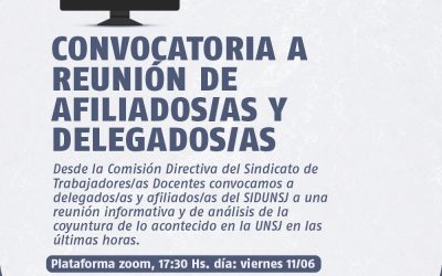 CONVOCATORIA A REUNIÓN DE AFILIADOS/AS Y DELEGADOS/AS