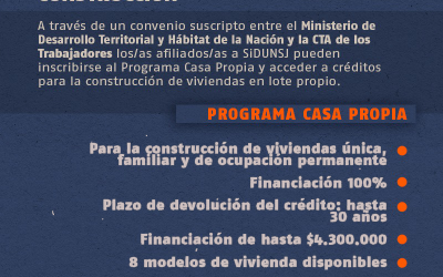 ATENCIÓN AFILIADOS/AS: YA PUEDEN INSCRIBIRSE AL PROGRAMA CASA PROPIA DE CRÉDITOS PARA LA CONSTRUCCIÓN