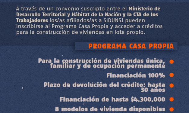 ATENCIÓN AFILIADOS/AS: YA PUEDEN INSCRIBIRSE AL PROGRAMA CASA PROPIA DE CRÉDITOS PARA LA CONSTRUCCIÓN