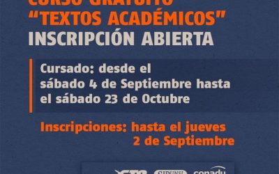 ATENCIÓN DOCENTES DE LA UNSJ: INSCRIPCIÓN ABIERTA PARA EL CURSO GRATUITO “TEXTOS ACADÉMICOS”