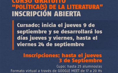 ATENCIÓN DOCENTES DE LA UNSJ: INSCRIPCIÓN ABIERTA PARA EL CURSO GRATUITO “POLÍTICA(S) DE LA LITERATURA”