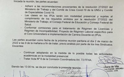SE REANUDÓ LA PARITARIA LOCAL: INICIO DE CLASES Y CONFORMACIÓN DE COMISIONES DE TRABAJO