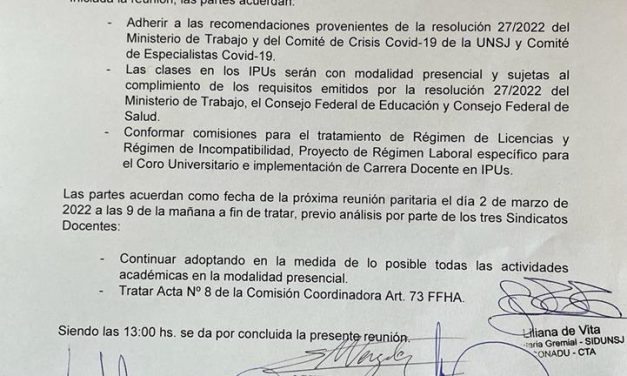 SE REANUDÓ LA PARITARIA LOCAL: INICIO DE CLASES Y CONFORMACIÓN DE COMISIONES DE TRABAJO