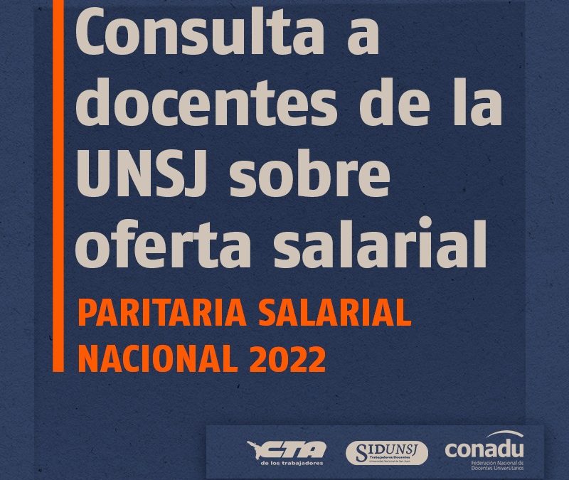 PARITARIA NACIONAL 2022: SIDUNSJ CONSULTA A DOCENTES DE LA UNSJ