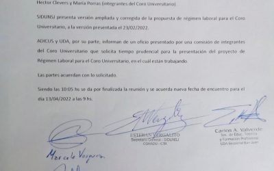 PARITARIA LOCAL: AVANZA LA COMISIÓN DE RÉGIMEN LABORAL PARA EL CORO UNIVERSITARIO