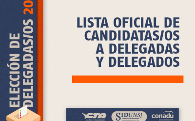 ELECCIONES DE DELEGADAS Y DELEGADOS, PERIODO 2022-2024: LISTA OFICIAL DE CANDIDATAS/OS