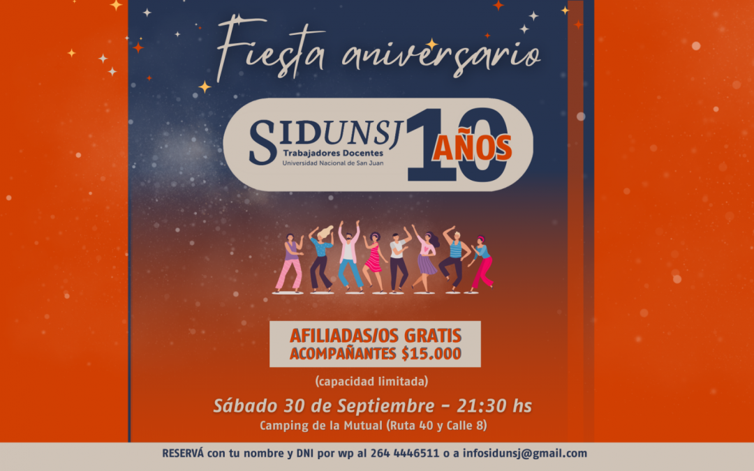 ENTRADA GRATUITA PARA AFILIADAS/OS EN LA FIESTA DE ANIVERSARIO‼️