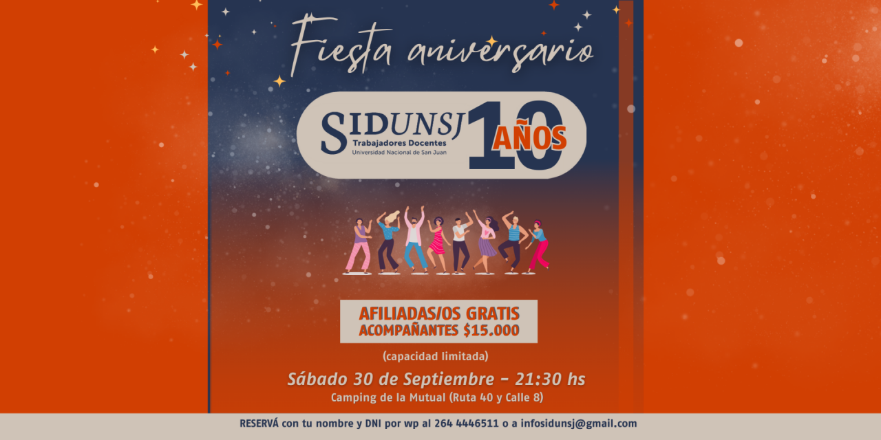 ENTRADA GRATUITA PARA AFILIADAS/OS EN LA FIESTA DE ANIVERSARIO‼️