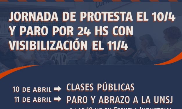SiDUNSJ CONVOCA A JORNADA DE PROTESTA EL 10 DE ABRIL Y PARO POR 24 HS CON VISIBILIZACIÓN EL 11