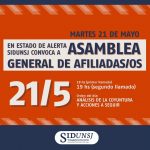 SiDUNSJ CONVOCA A ASAMBLEA EXTRAORDINARIA DE AFILIADAS/OS EL 21/5