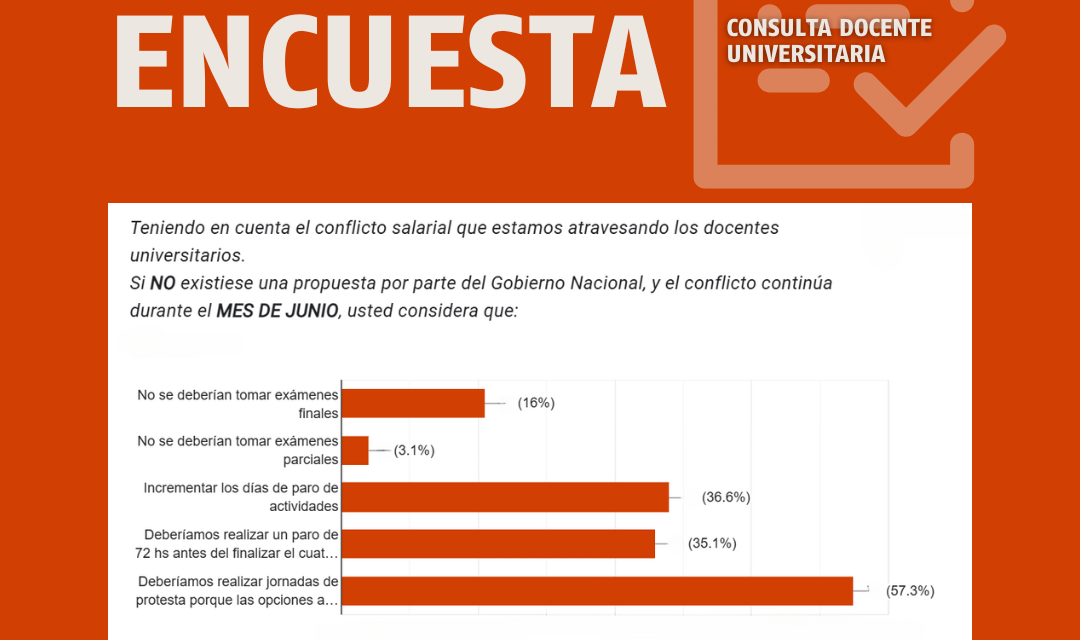 RESULTADOS DE LA ENCUESTA A DOCENTES DE LA UNSJ: unidad y lucha docente por salarios dignos y en defensa de la universidad.