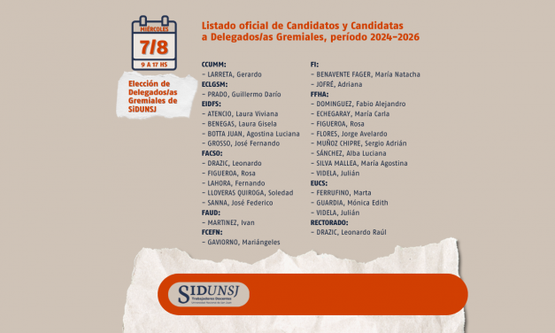 Listado oficial de Candidatos y Candidatas a Delegados/as Gremiales