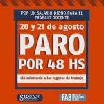 ¡Continúa el plan de lucha! PARAMOS EL 20 Y 21 DE AGOSTO