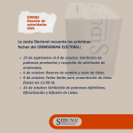 LA JUNTA RECUERDA LAS PRÓXIMAS FECHAS DEL CRONOGRAMA ELECTORAL