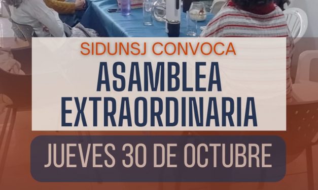 30/10: ASAMBLEA EXTRAORDINARIA SIDUNSJ